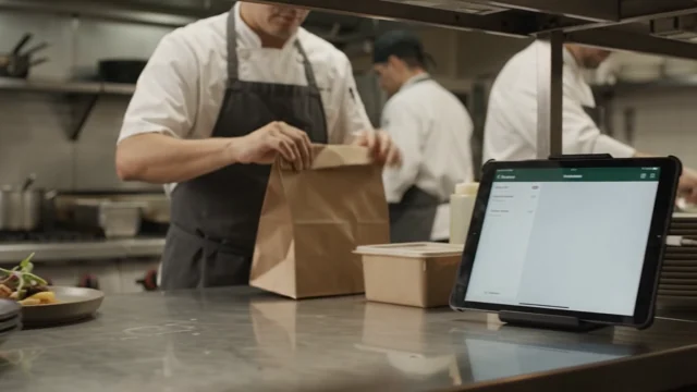 Preparação de um pedido de delivery, cena do vídeo institucional